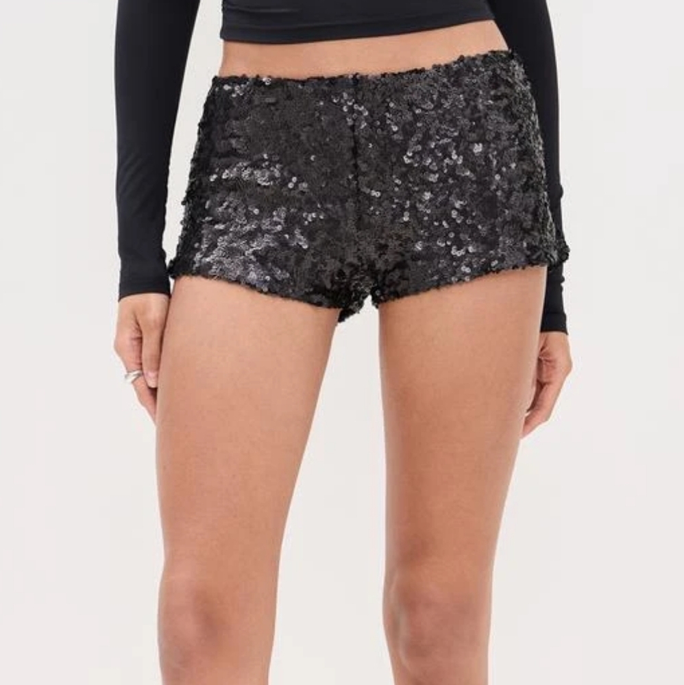Black Sequin Women's Shorts